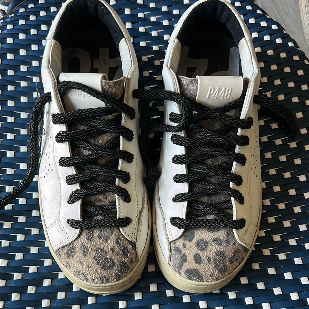 P448 White and Leopard Sneakers